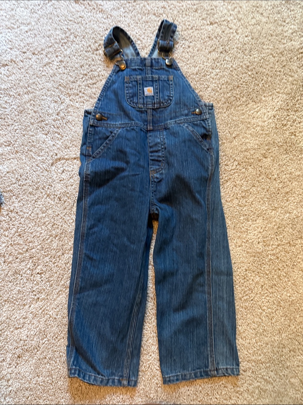 Carhartt Men's Dark Blue Relaxed Denim Overalls